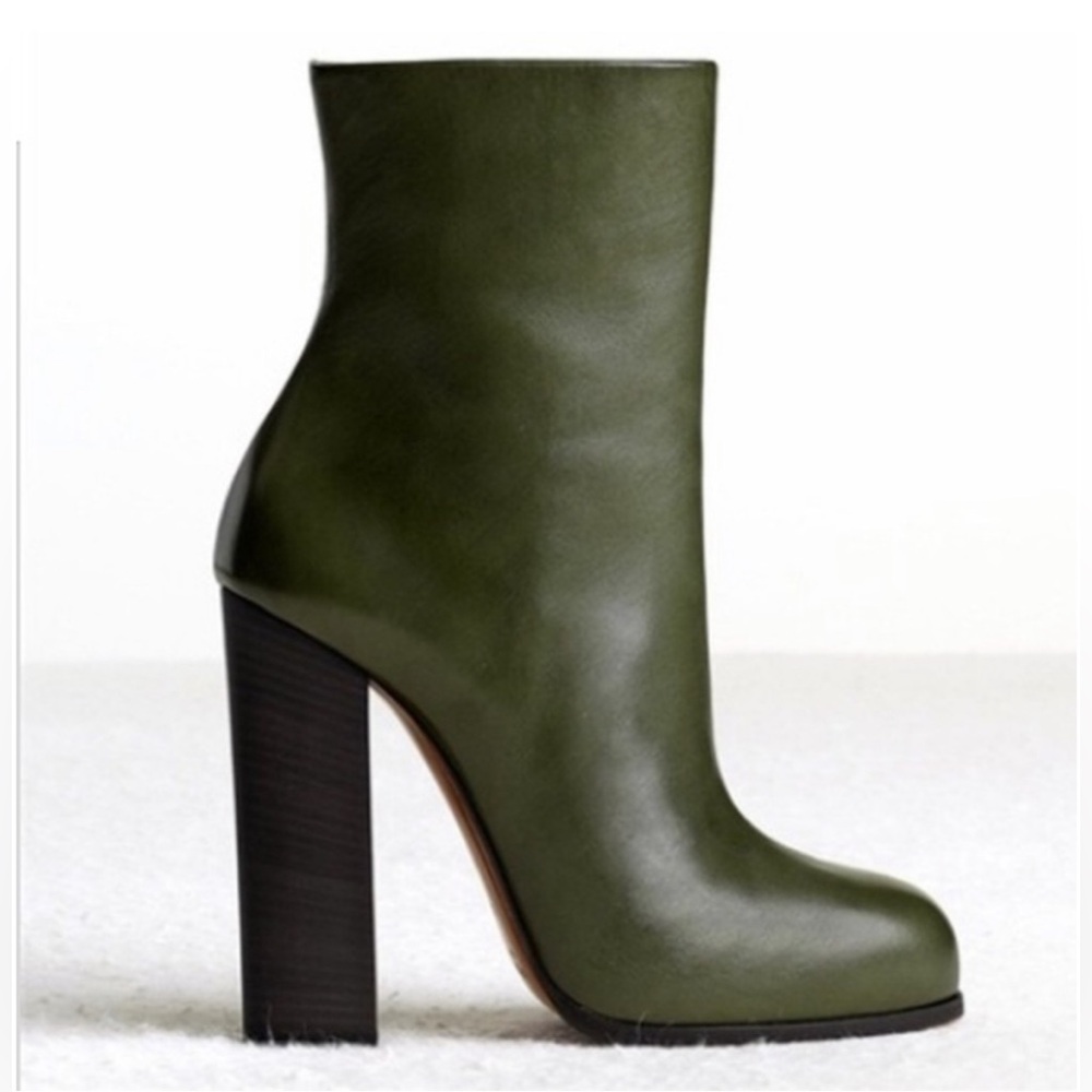 Celine - Rare Runway Phoebe Philo Era Forest Olive‎ Green High Heel Boots Sz. 38